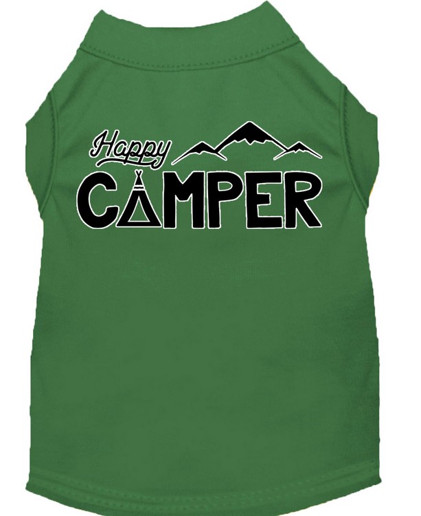 Happy Camper Screen Print Dog Shirt Green XS